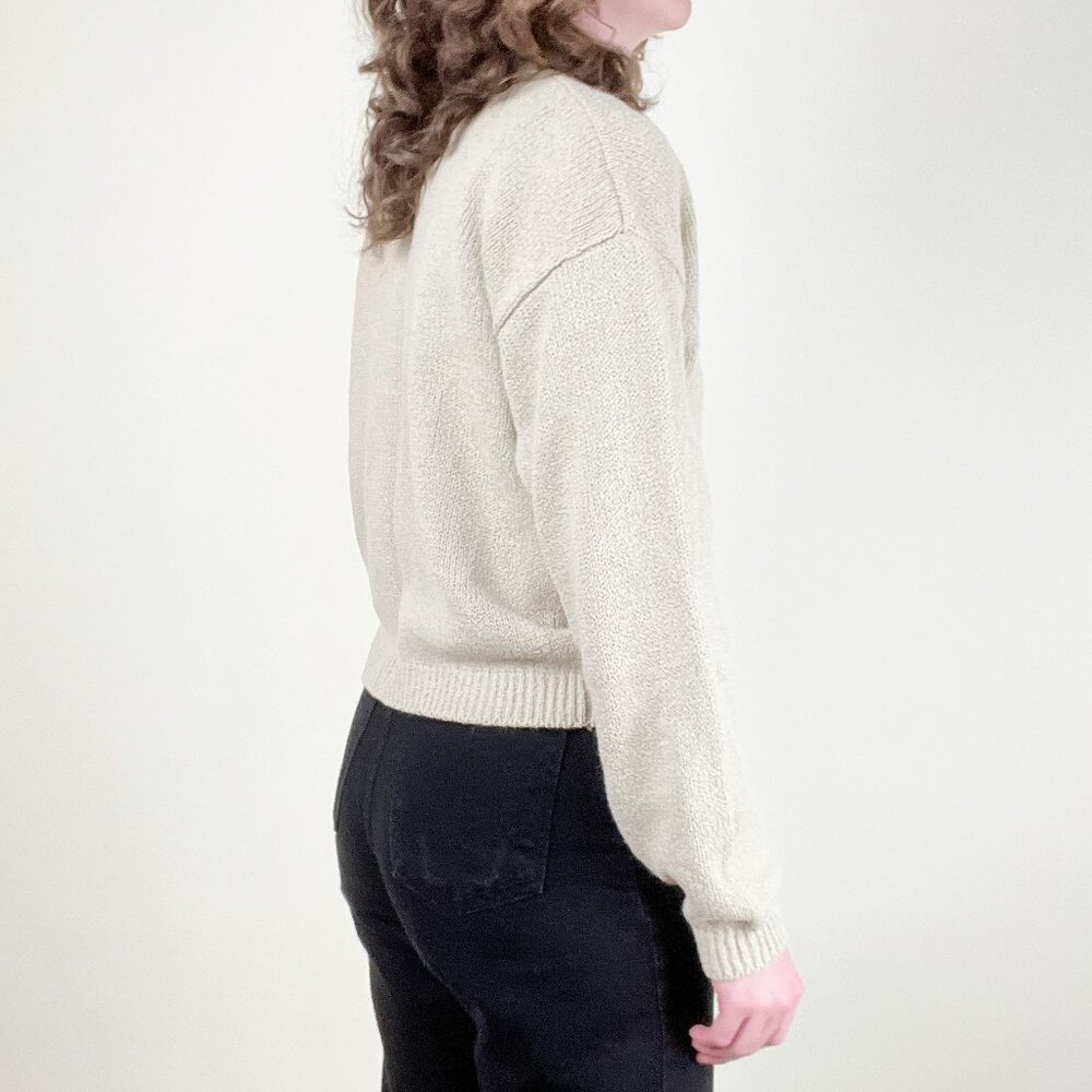 Vintage French Knit Cardigan Sweater Oversized Crop Old Money Luxe Quiet Luxury - Picture 5 of 9
